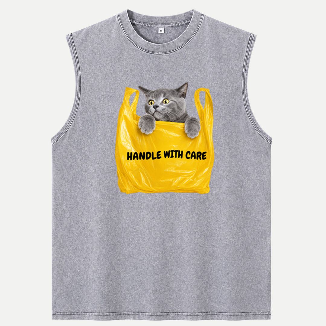 Handle With Care Cat Vintage T-Shirt