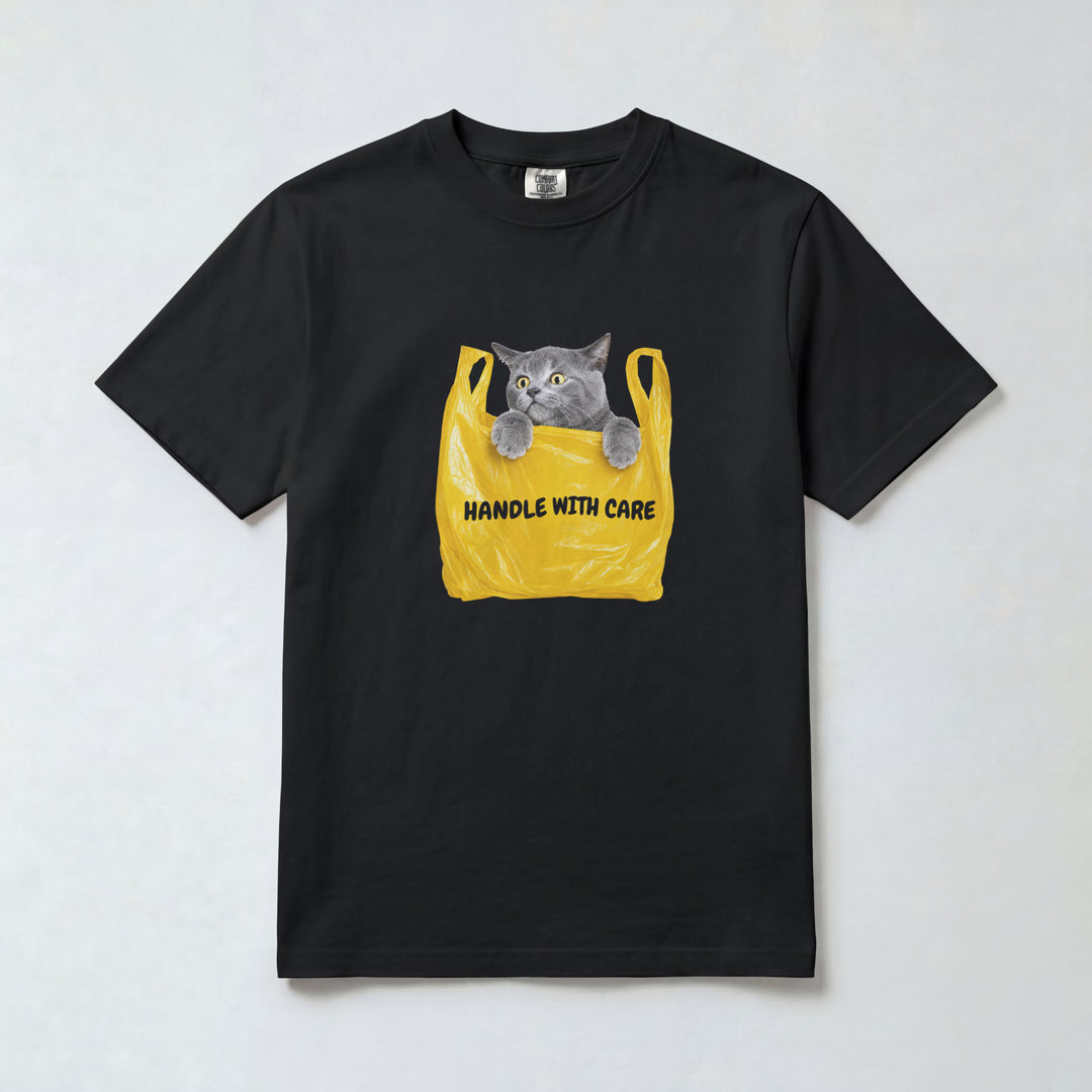 Handle With Care Cat Vintage T-Shirt