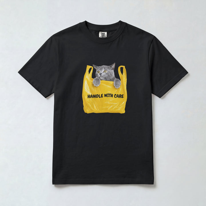 Handle With Care Cat Vintage T-Shirt