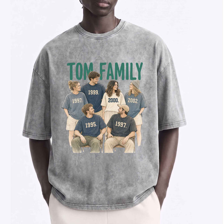 Family Portrait Custom Vintage T-Shirt | Personalised Family Gift