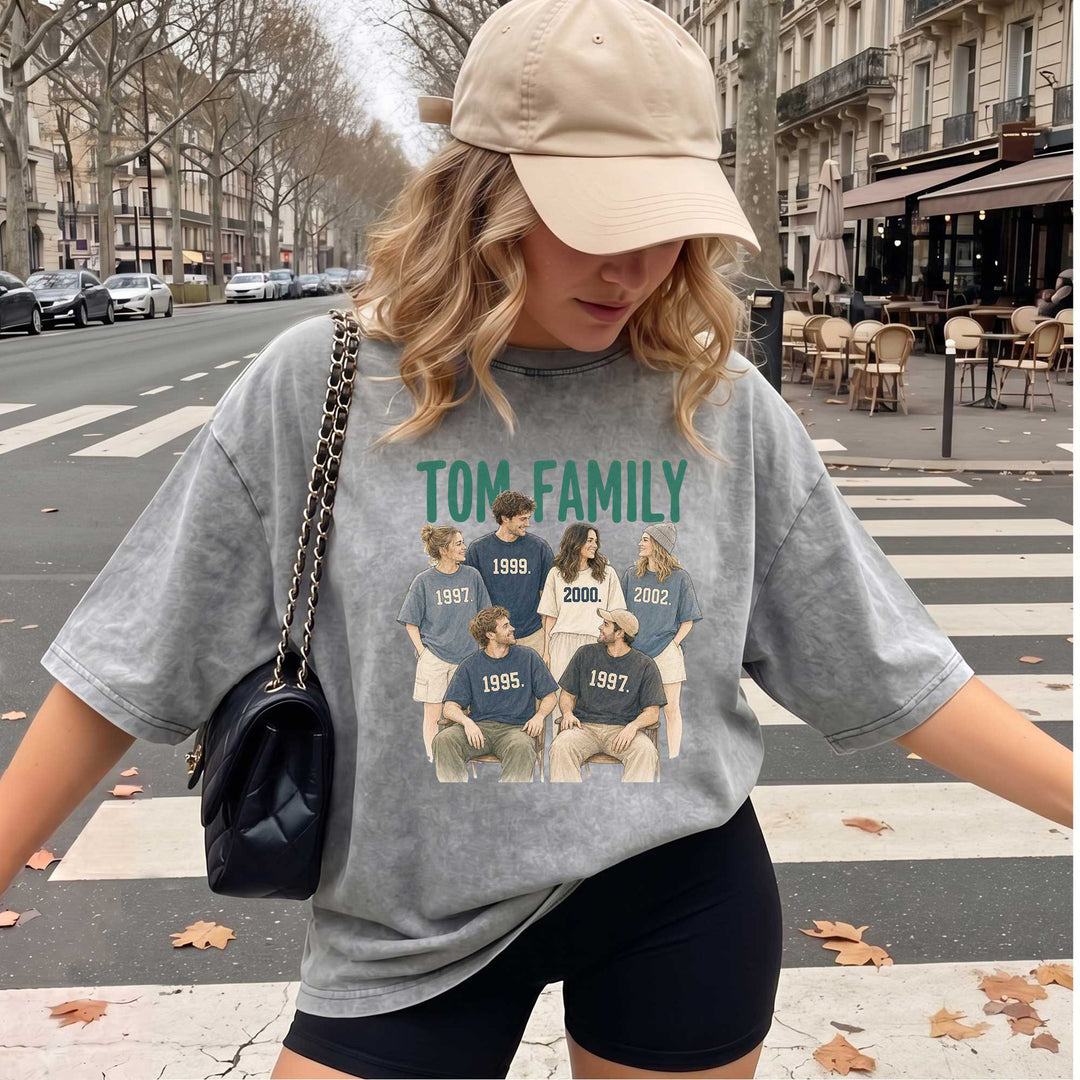 Family Portrait Custom Vintage T-Shirt | Personalised Family Gift