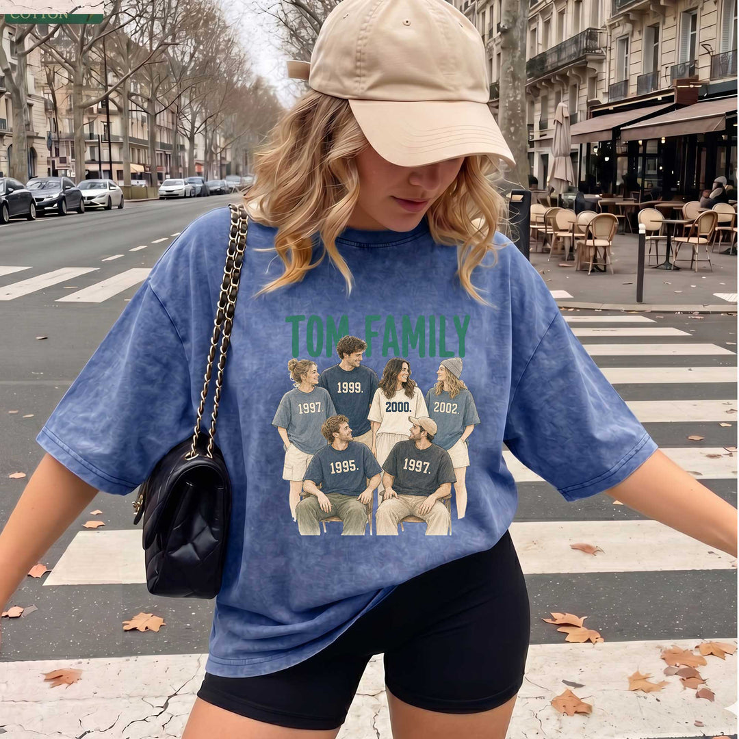 Family Portrait Custom Vintage T-Shirt | Personalised Family Gift