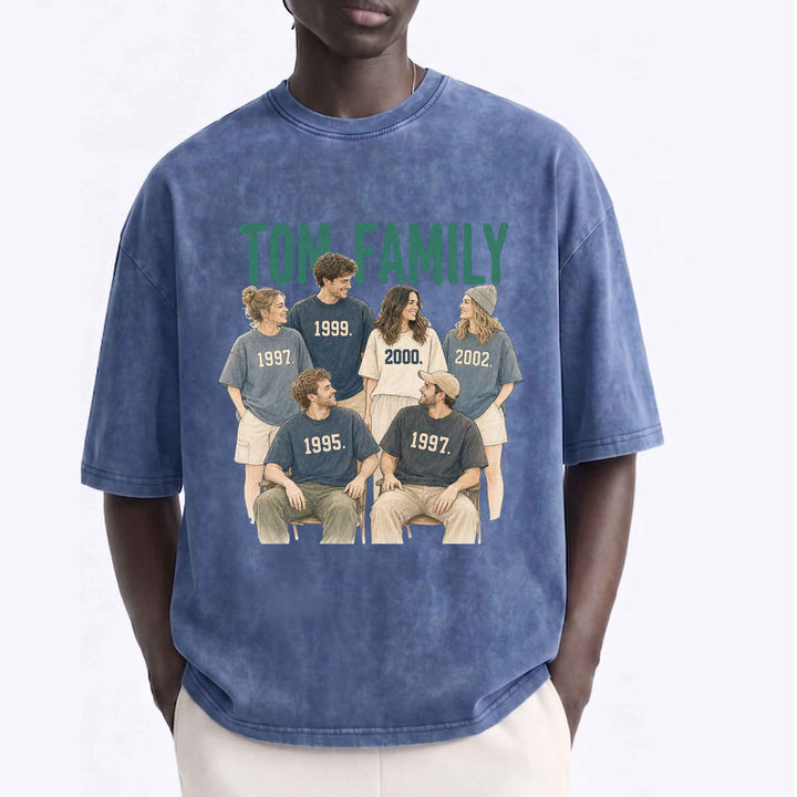 Family Portrait Custom Vintage T-Shirt | Personalised Family Gift