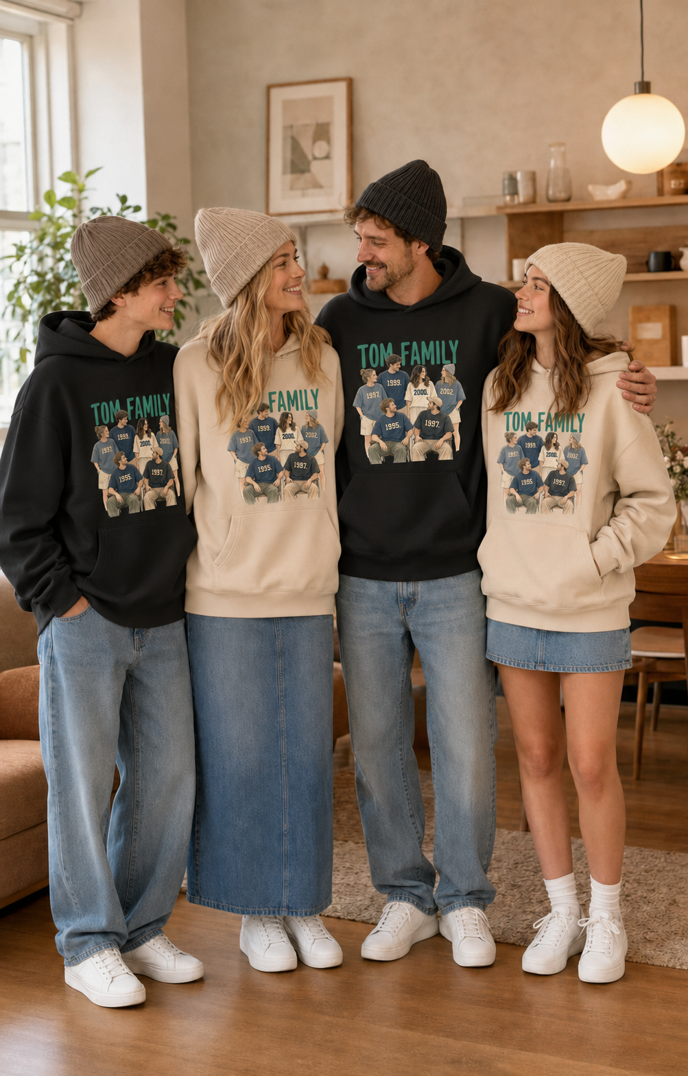 Family Portrait Custom Hoodie | Personalised Birth Year Gift