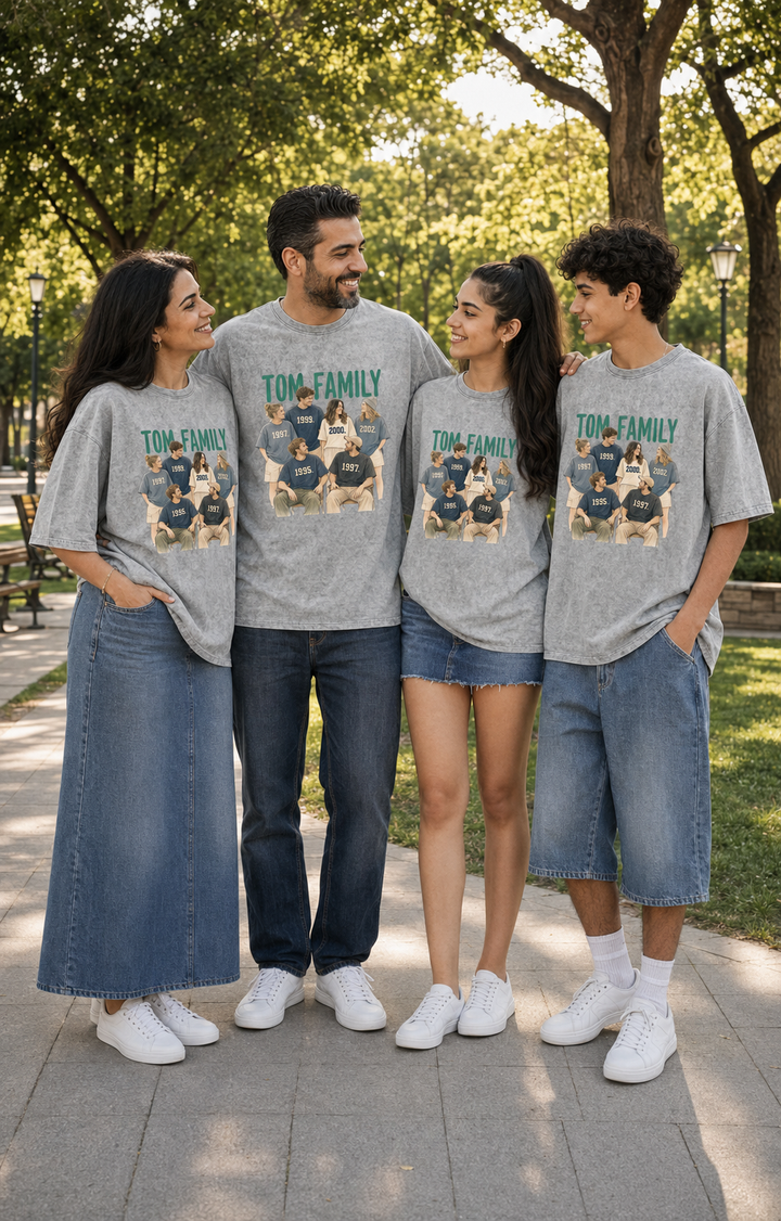 Family Portrait Custom Vintage T-Shirt | Personalised Family Gift
