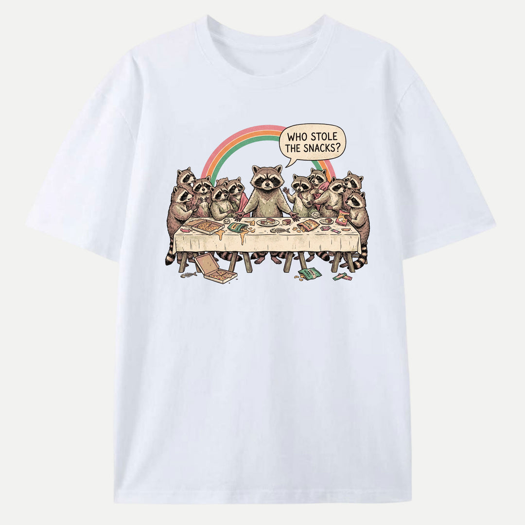 Who Stole The Snacks Raccoon Last Supper Tee