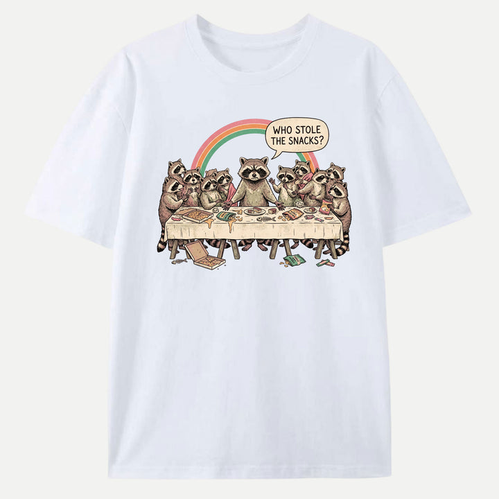 Who Stole The Snacks Raccoon Last Supper Tee