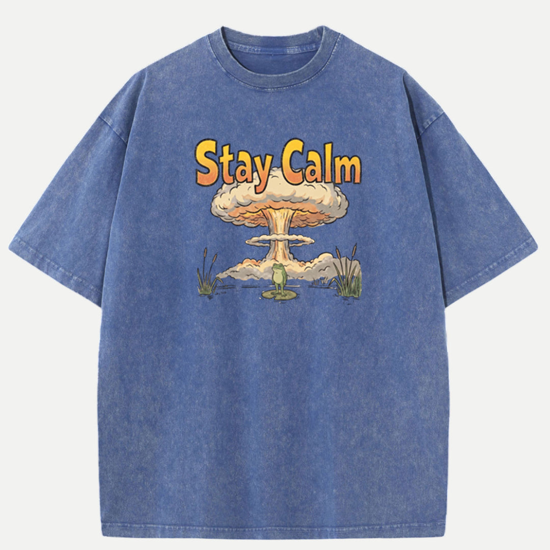 Stay Calm Frog Mushroom Cloud T-Shirt