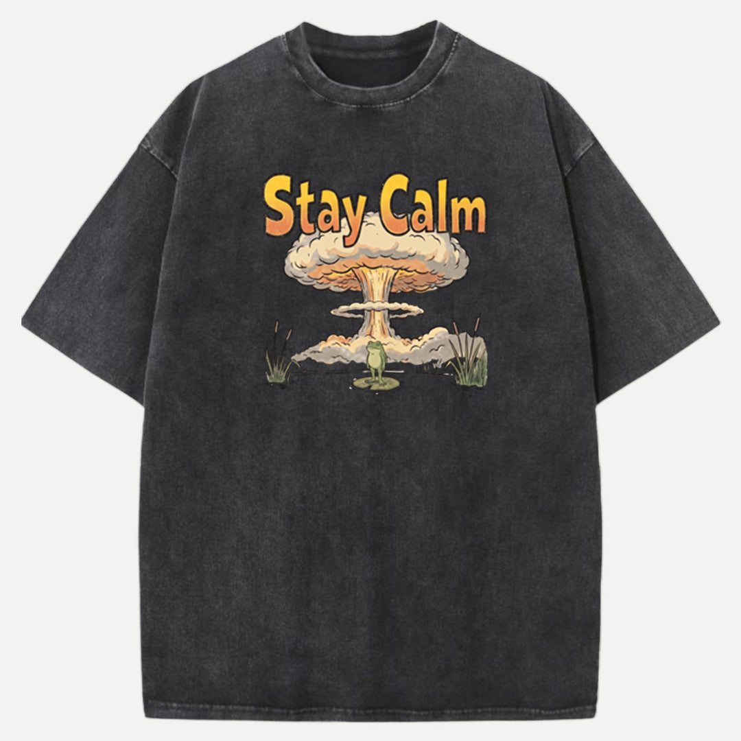 Stay Calm Frog Mushroom Cloud T-Shirt