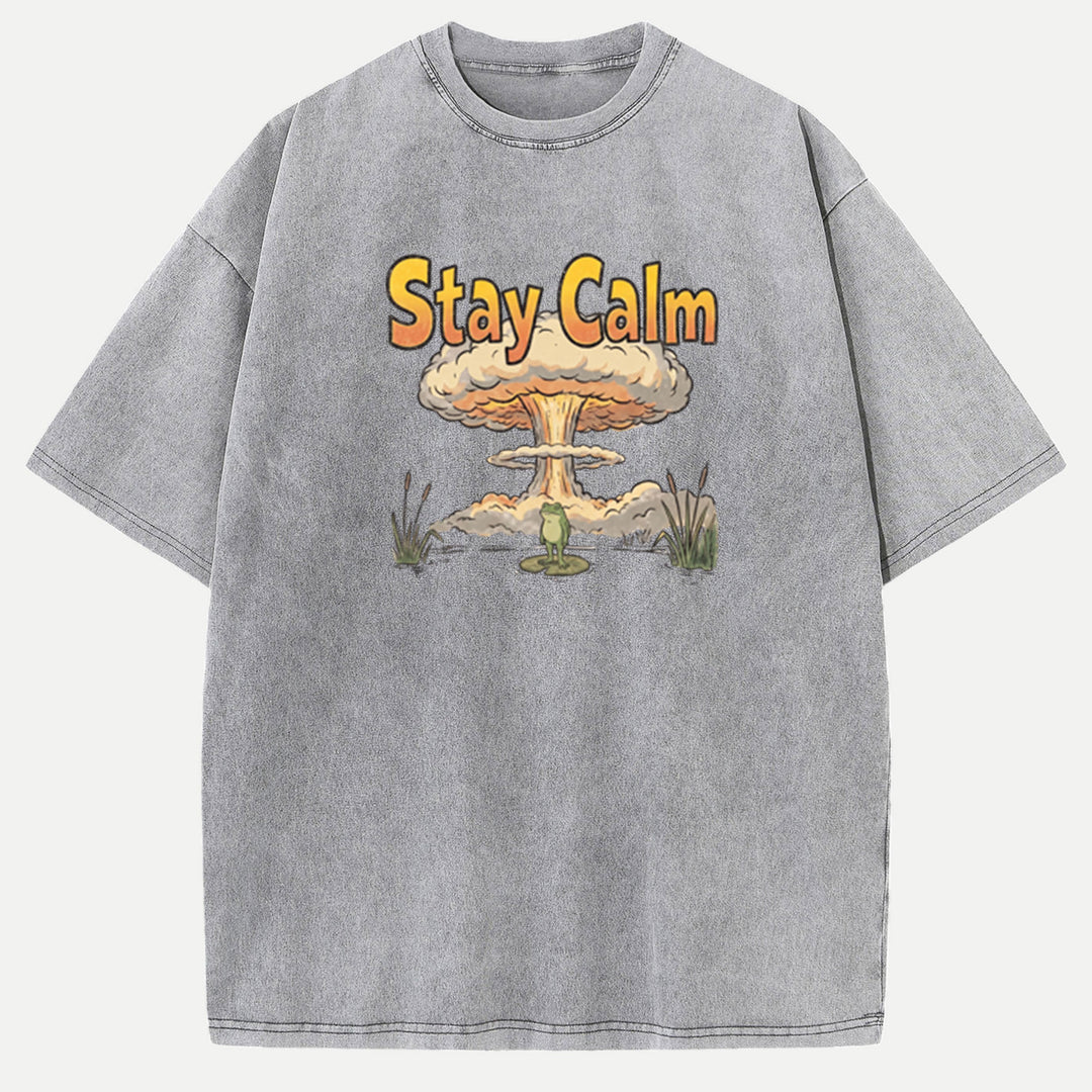 Stay Calm Frog Mushroom Cloud T-Shirt
