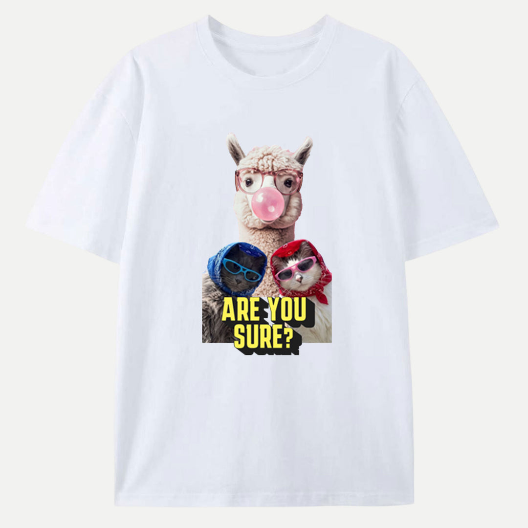 Are You Sure? Llama and Cats T-Shirt