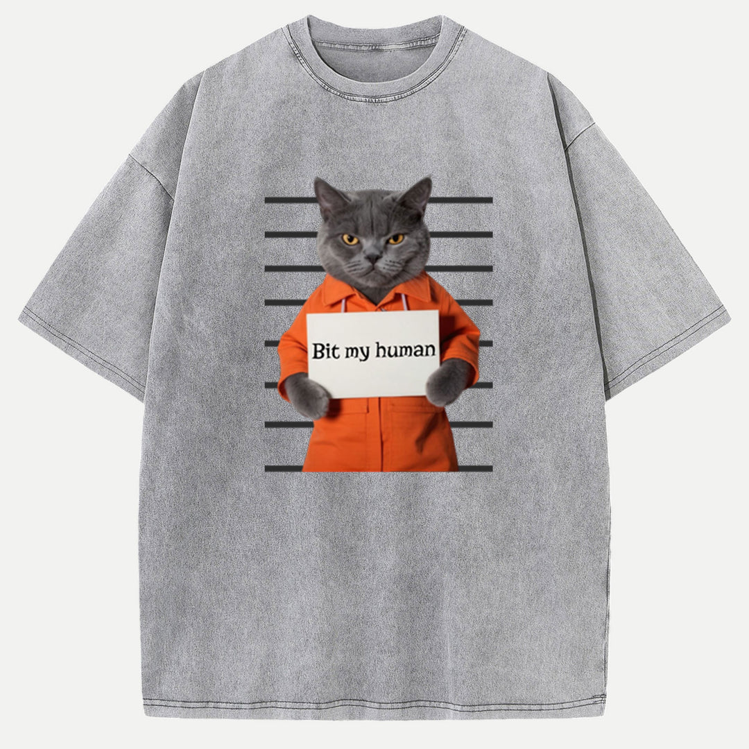 Bit My Human Cat T-Shirt