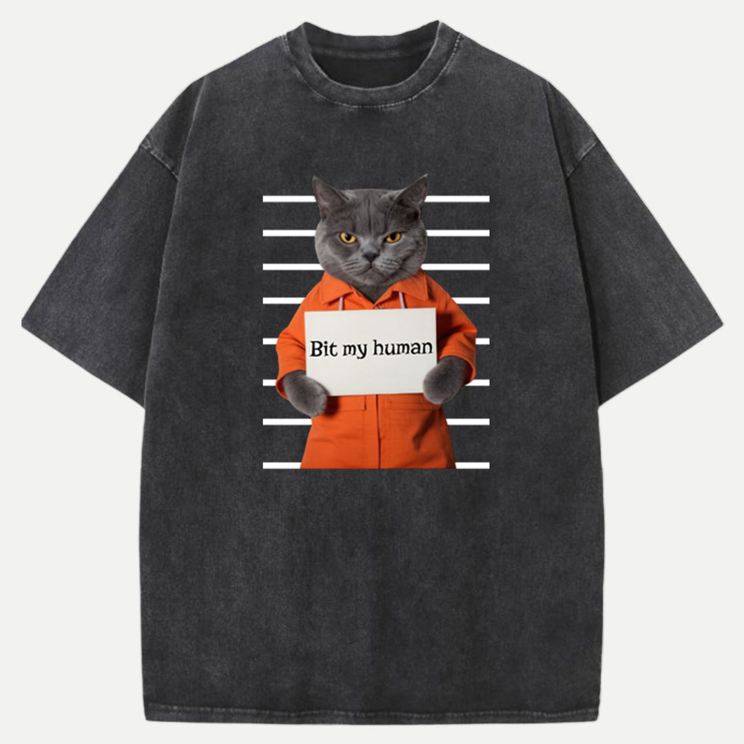 Bit My Human Cat T-Shirt