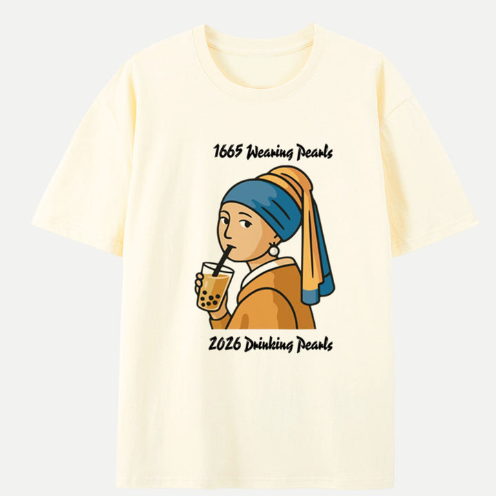 Girl with a Pearl Bubble Tea T-Shirt