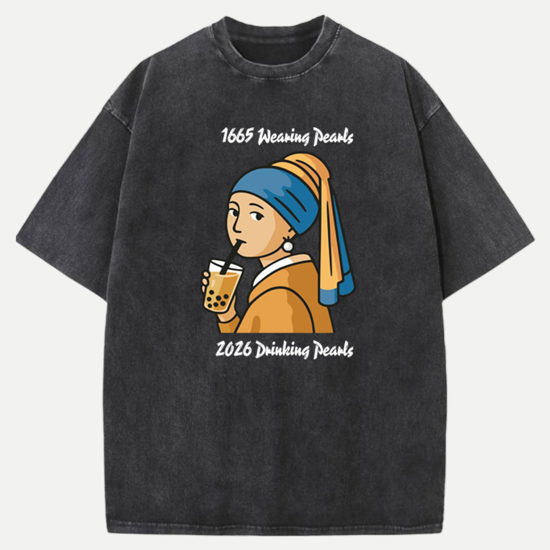 Girl with a Pearl Bubble Tea T-Shirt