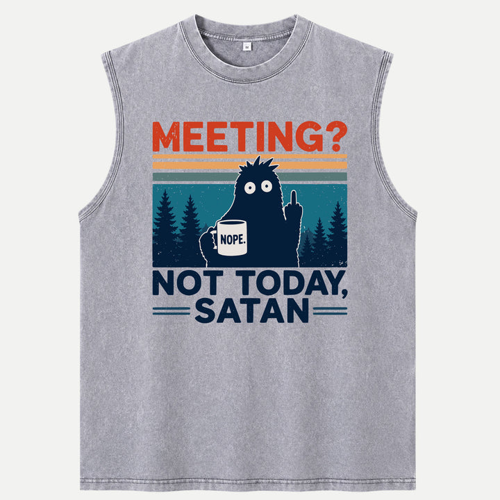 Meeting? Not Today Satan Bigfoot Coffee Graphic T-Shirt