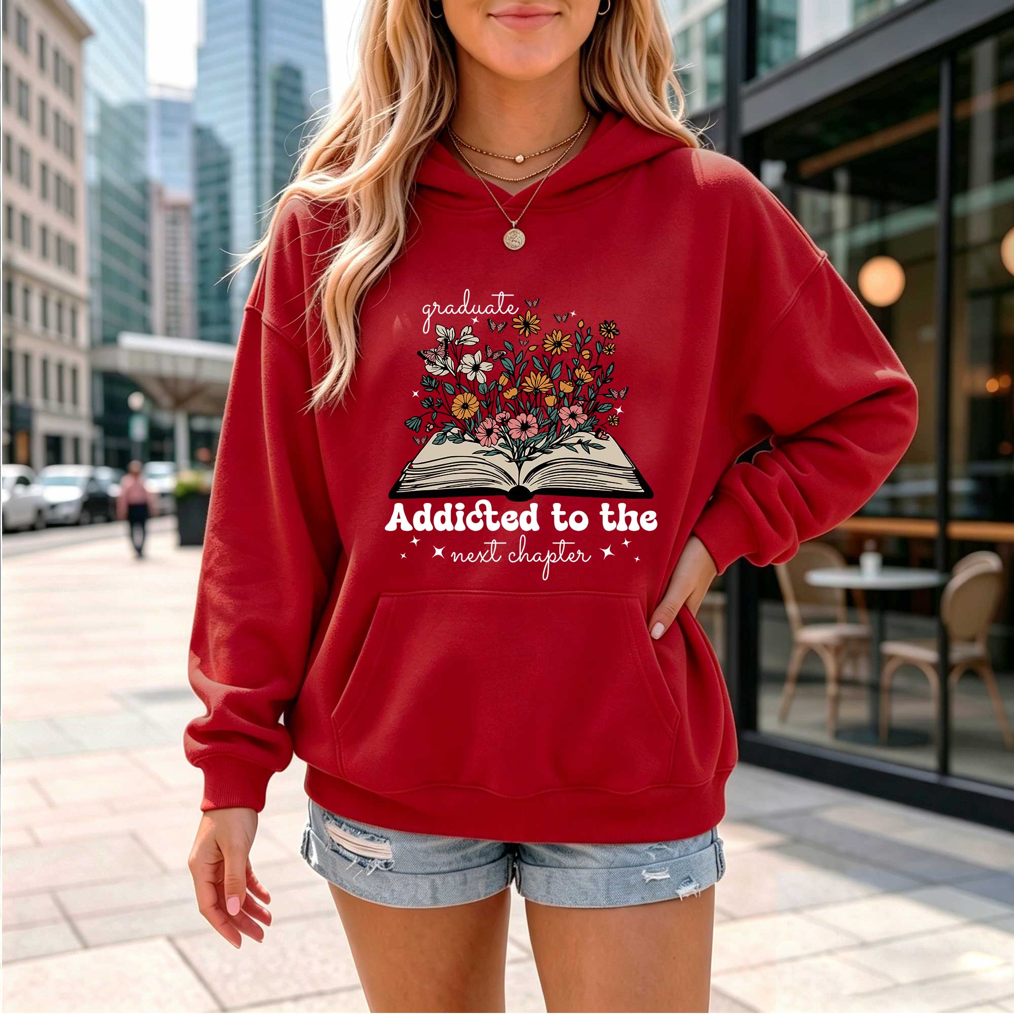 Floral Graduation "Addicted to the Next Chapter" Graphic Hoodie