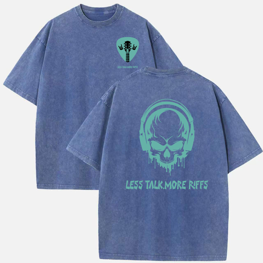 Less Talk More Riffs Guitar Pick Graphic T-Shirt