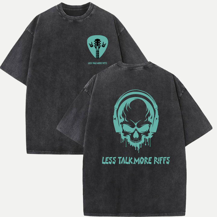 Less Talk More Riffs Guitar Pick Graphic T-Shirt