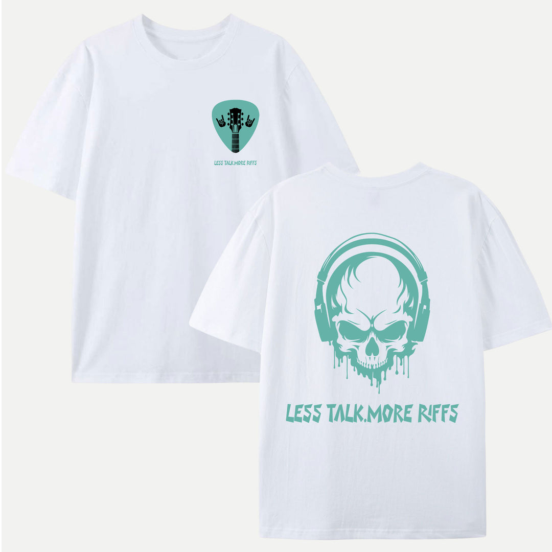 Less Talk More Riffs Guitar Pick Graphic T-Shirt