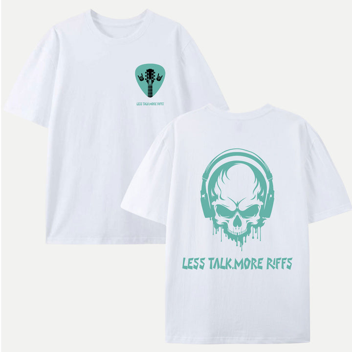 Less Talk More Riffs Guitar Pick Graphic T-Shirt