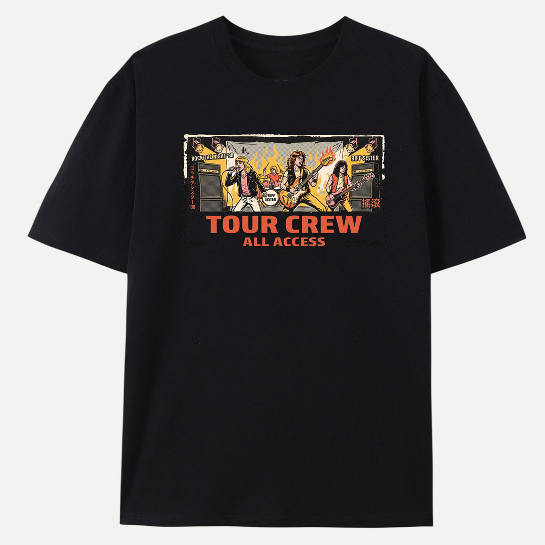 Vintage Rock Band Tour Crew All Access Graphic T-Shirt