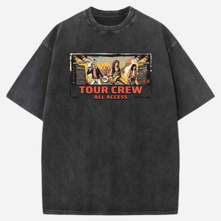 Vintage Rock Band Tour Crew All Access Graphic T-Shirt