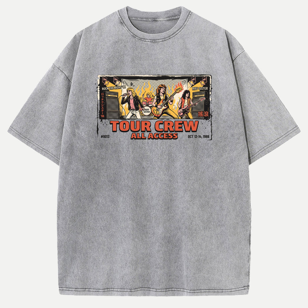 Vintage Rock Band Tour Crew All Access Graphic T-Shirt