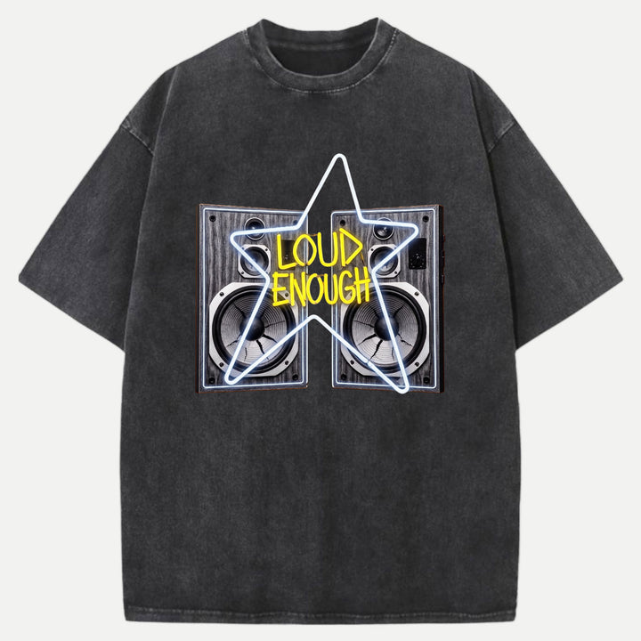 Loud Enough Speaker Neon Star Graphic T-Shirt