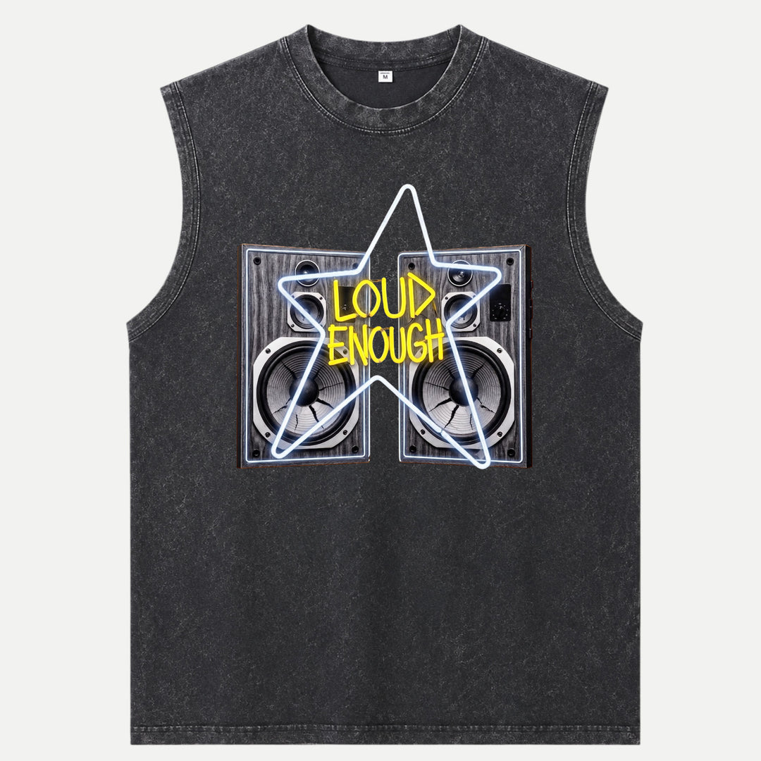 Loud Enough Speaker Neon Star Graphic T-Shirt