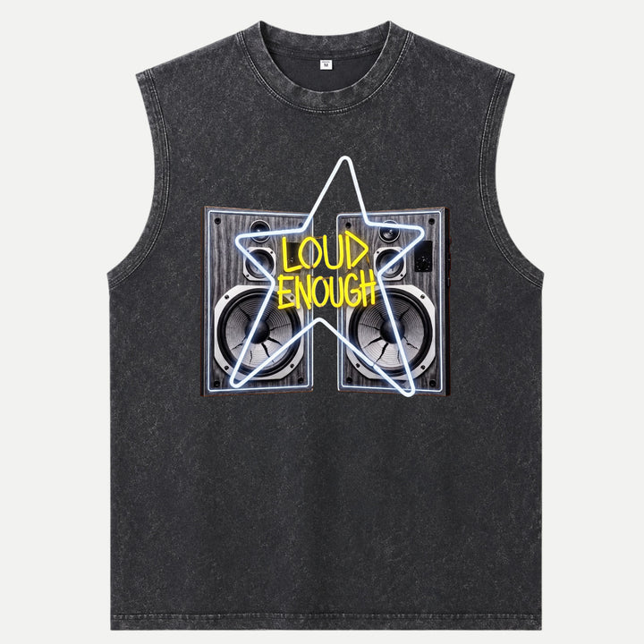 Loud Enough Speaker Neon Star Graphic T-Shirt