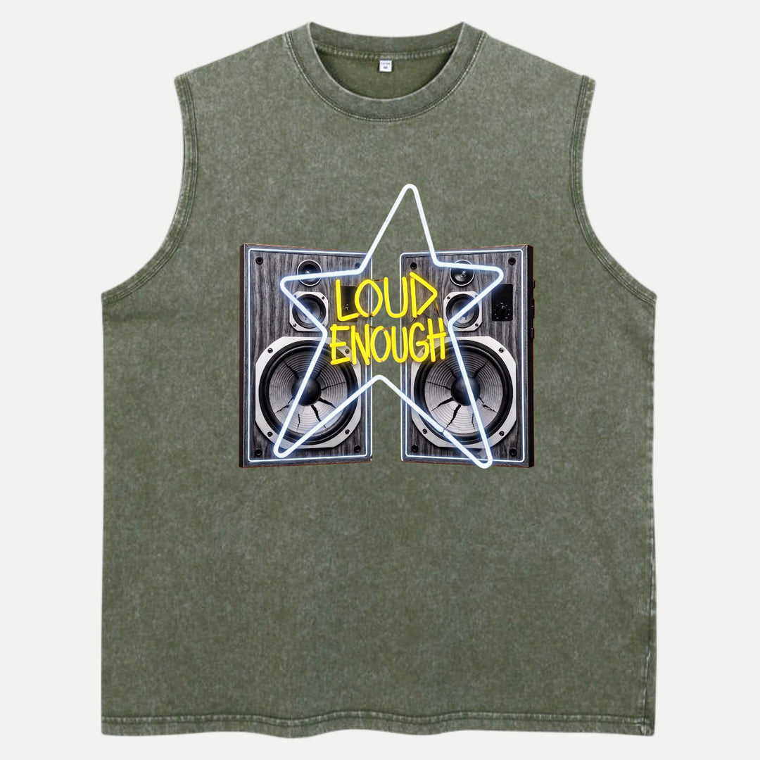 Loud Enough Speaker Neon Star Graphic T-Shirt