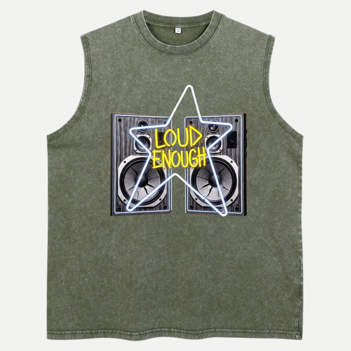 Loud Enough Speaker Neon Star Graphic T-Shirt