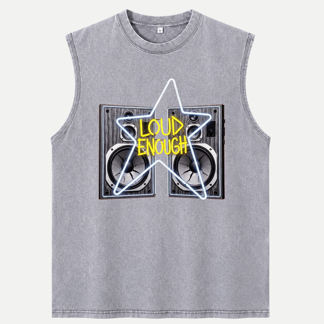 Loud Enough Speaker Neon Star Graphic T-Shirt