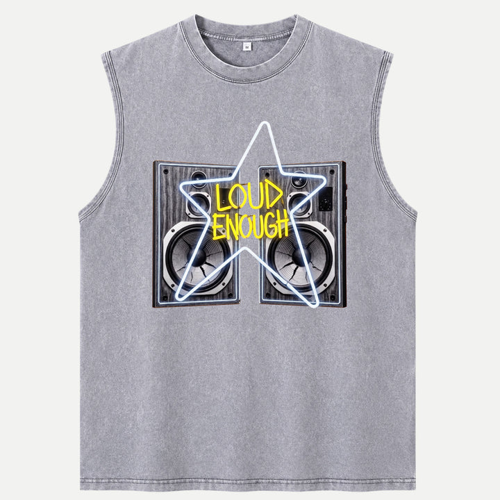 Loud Enough Speaker Neon Star Graphic T-Shirt