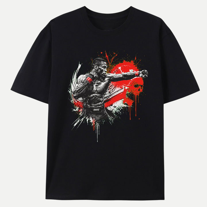 MMA Fighter Punch Red Skull Graphic T-Shirt