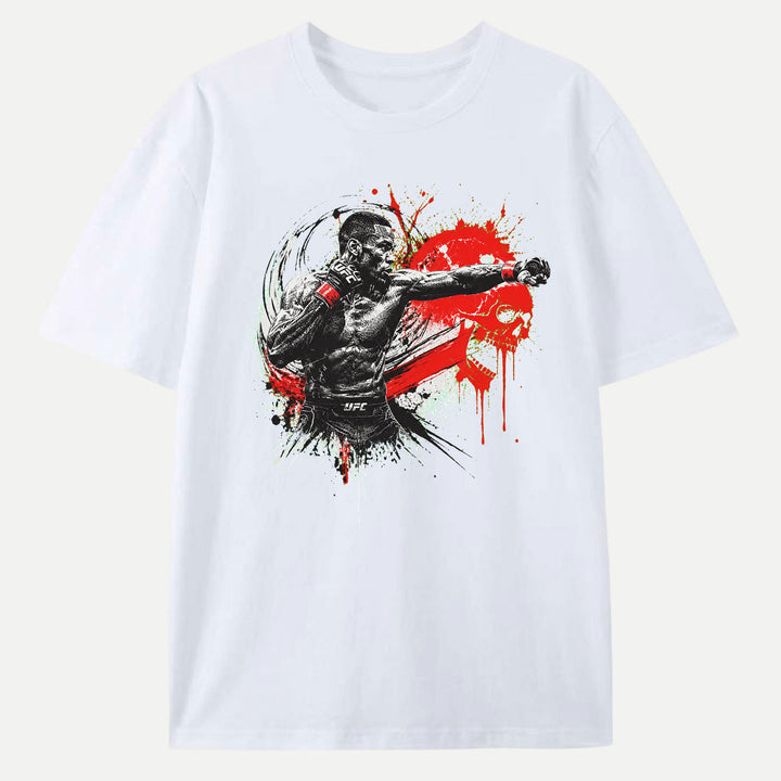 MMA Fighter Punch Red Skull Graphic T-Shirt