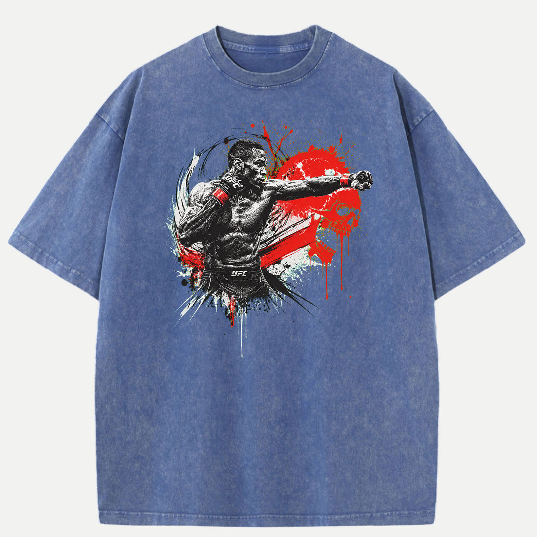 MMA Fighter Punch Red Skull Graphic T-Shirt