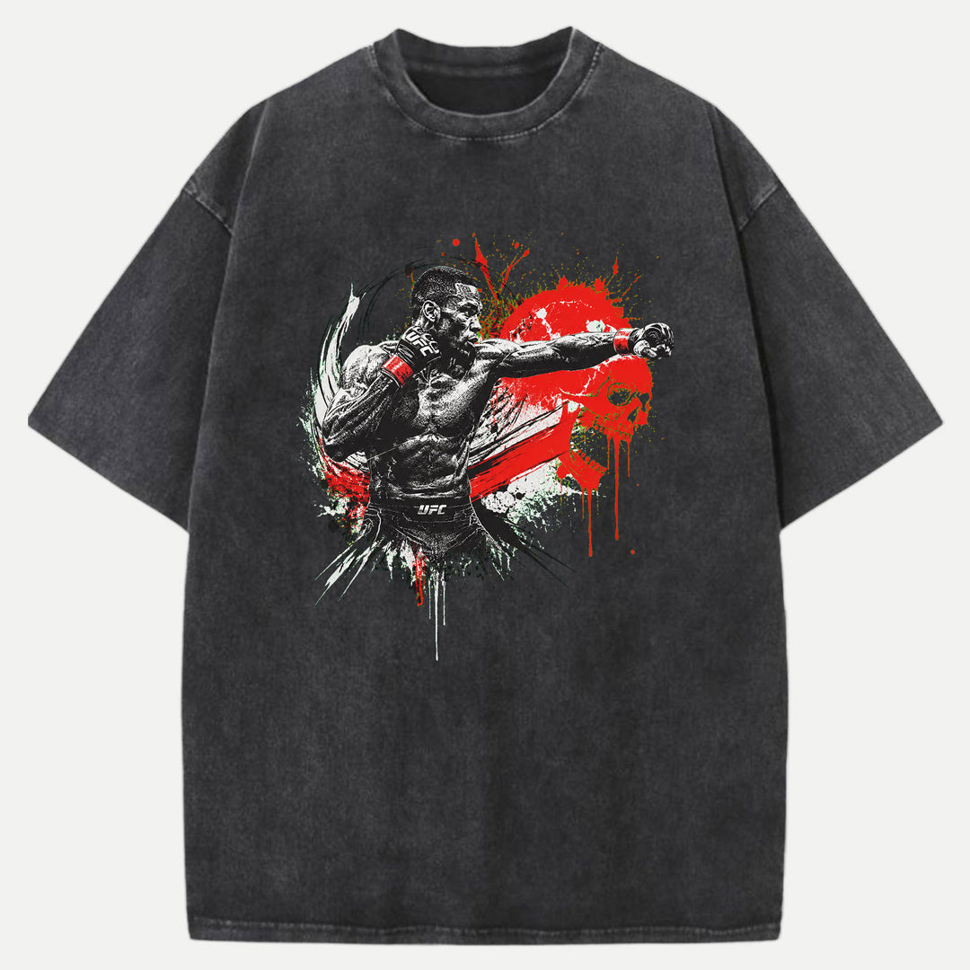 MMA Fighter Punch Red Skull Graphic T-Shirt
