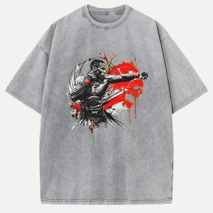 MMA Fighter Punch Red Skull Graphic T-Shirt