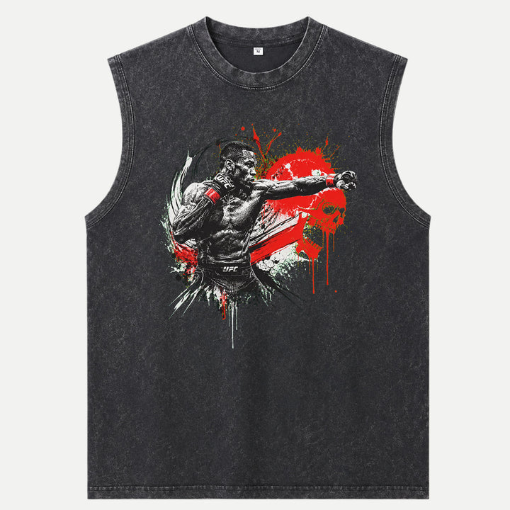 MMA Fighter Punch Red Skull Graphic T-Shirt