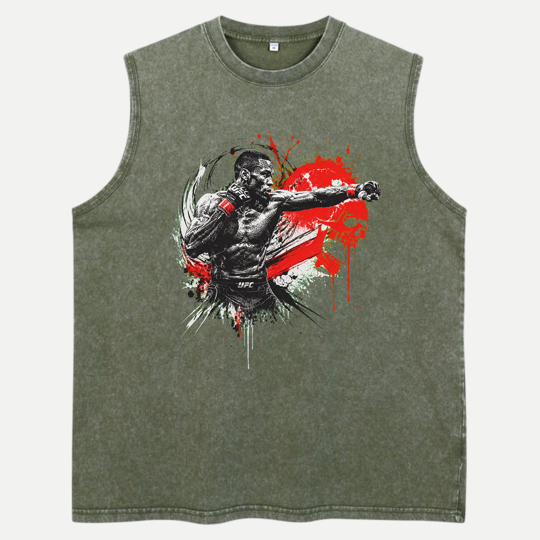 MMA Fighter Punch Red Skull Graphic T-Shirt