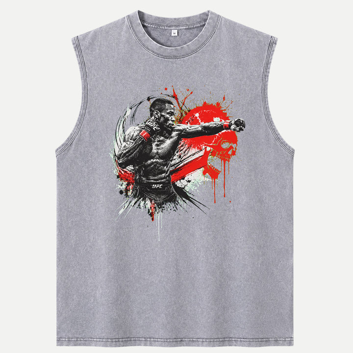 MMA Fighter Punch Red Skull Graphic T-Shirt