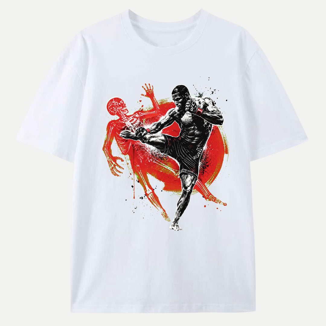 MMA Fighter Kick X-Ray Skeleton Graphic T-Shirt