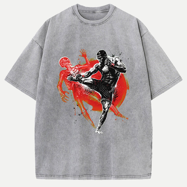 MMA Fighter Kick X-Ray Skeleton Graphic T-Shirt