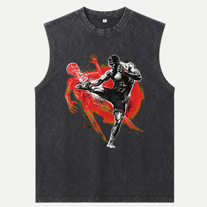 MMA Fighter Kick X-Ray Skeleton Graphic T-Shirt
