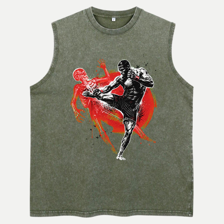 MMA Fighter Kick X-Ray Skeleton Graphic T-Shirt