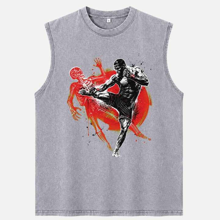 MMA Fighter Kick X-Ray Skeleton Graphic T-Shirt