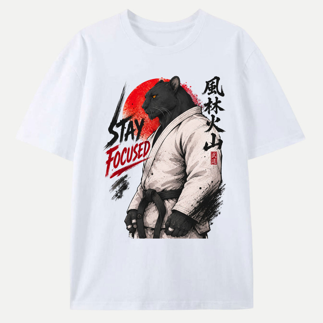 Stay Focused Black Panther Martial Arts Graphic T-Shirt