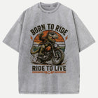 Born To Ride Ride To Live Dinosaur Biker Graphic T-Shirt